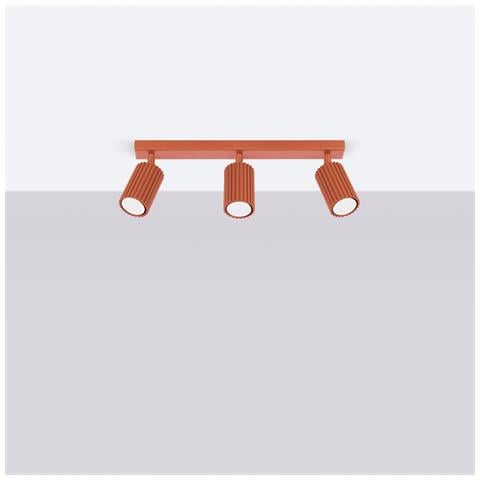 Lampada Da Soffitto Karbon 3l Rosso Ocra Sl. 1638 - Minimalista Lampada Da Soffitto Ocra Rossa 16.5x45x6.5 Cm - Foto 2