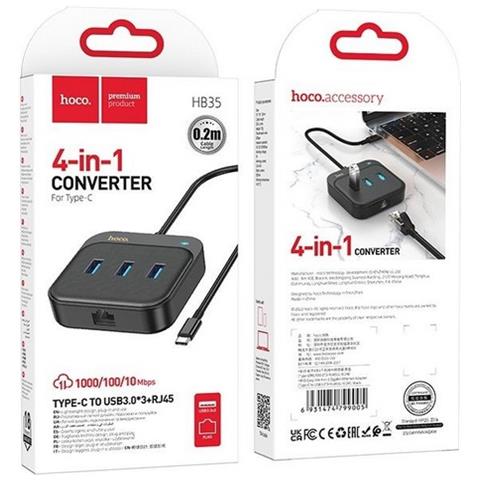 Hub Originale Multiporta Ciabatta 3x Usb 3.0 + Rj45 Con Cavo 0,2m Usb-c - Foto 5