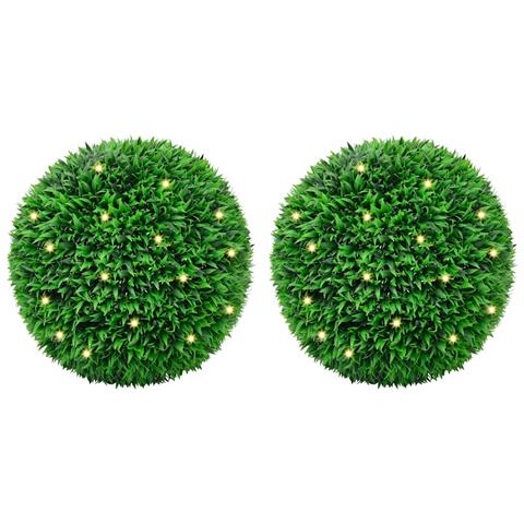 Sfere di Bosso Artificiale con Luci LED 2 pz Verdi 55 cm - Foto 1