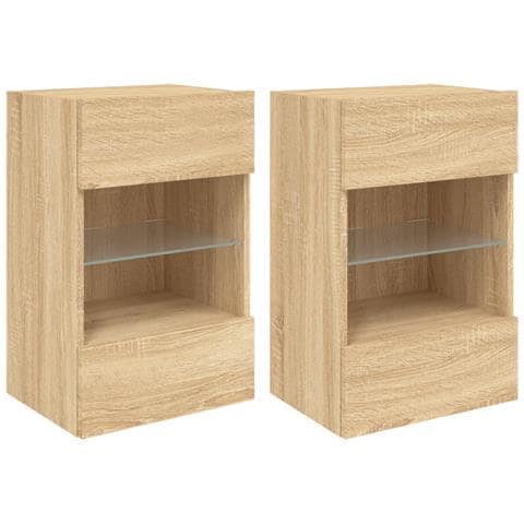 Mobili TV a Parete con Luci LED 2pz Rovere Sonoma 40x30x60,5 cm - Foto 1
