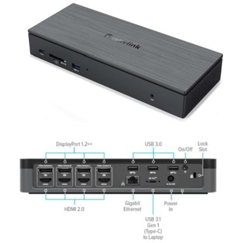 Dock Usb Type C Vers 4*usb3.1 Type A, 2*usb-c, 4*dp 4k/60hz, 4*hdmi 4k/60hz, 1*giga Lan, 1*audio In/out, 1*sd/microsd Re - Foto 1