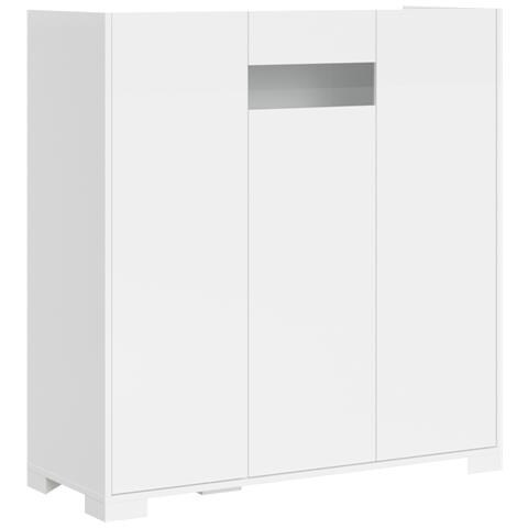 Credenza Alta 3 Ante 100x35x110 Cm Riflesso Bianco Lucido - Foto 1