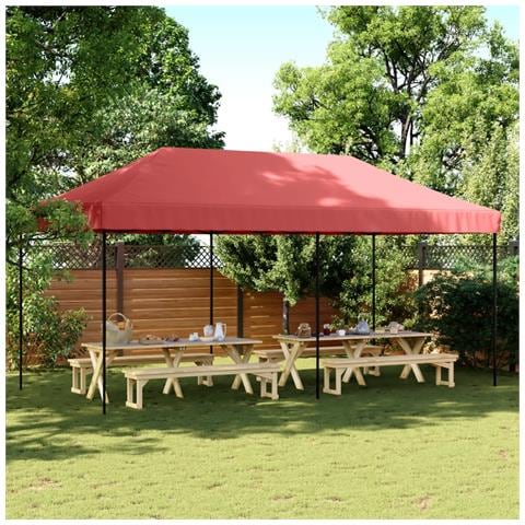 Tenda Da Festa Pieghevole Pop-up Bordò 580x292x315 Cm - Foto 1