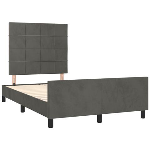 Giroletto Senza Materasso Grigio Scuro 120x190 Cm Velluto - Foto 3