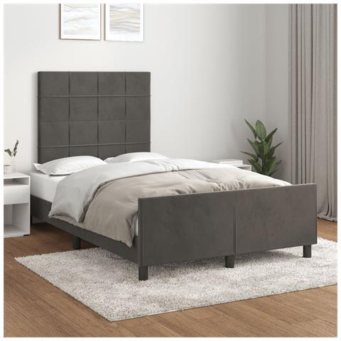 Giroletto Senza Materasso Grigio Scuro 120x190 Cm Velluto - Foto 1