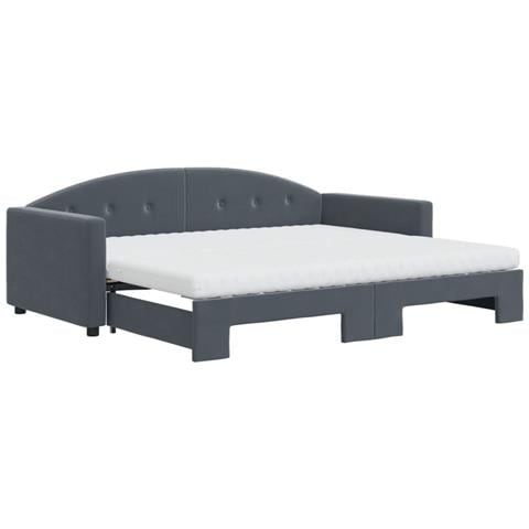 Divano Letto Estraibile Materassi Grigio Scuro 90x190cm Velluto - Foto 2
