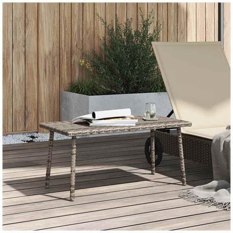 Tavolino Da Giardino Rettangolare Grigio 80x40x37 Cm Polyrattan - Foto 3