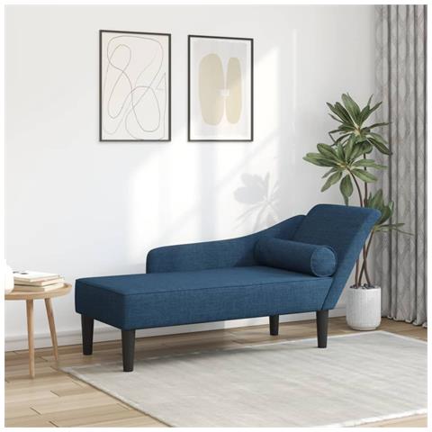 Chaise Longue Con Cuscini Blu In Tessuto - Foto 1