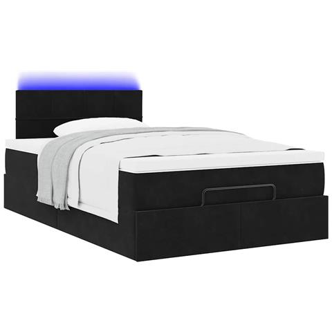 Pouf Letto Con Materasso E Led Nero 120x190cm In Velluto - Foto 3