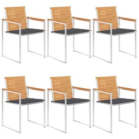 Sedie Da Giardino Con Cuscini 6 Pz In Legno Massello Di Teak - Foto 2