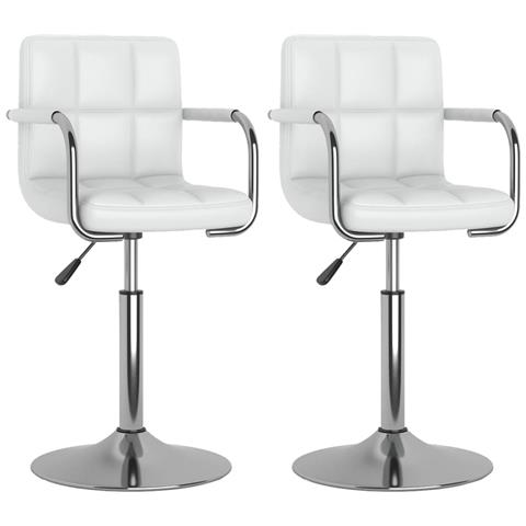 Sedie Da Pranzo Girevoli 2 Pz Bianche In Similpelle - Foto 1