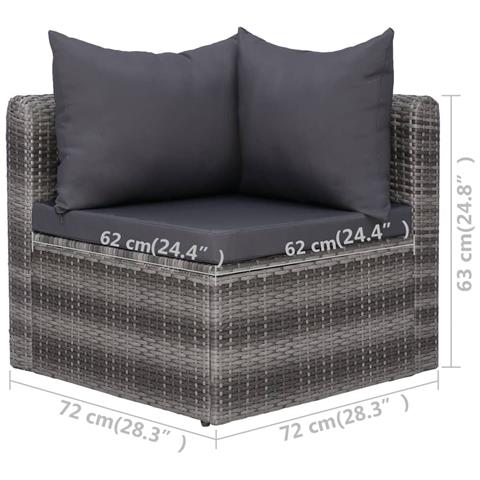 Lusso Casadino -  Divano Angolare Da Giardino 2 Pz Grigio In Polyrattan - Foto 6