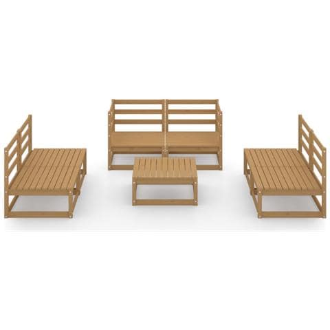 Lusso Casadino - Set Salotto Da Giardino 7pz Marrone Ambra Legno Massello Pino - Foto 2