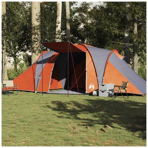 Tenda da Campeggio a Cupola 6 Persone Grigio e Arancione - Foto 1