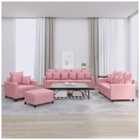 Set di Divani 4 pz con Cuscini rosa in Velluto - Foto 2