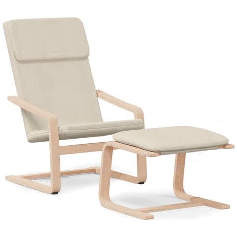 Poltrona Relax con Poggiapiedi Crema in Tessuto - Foto 1