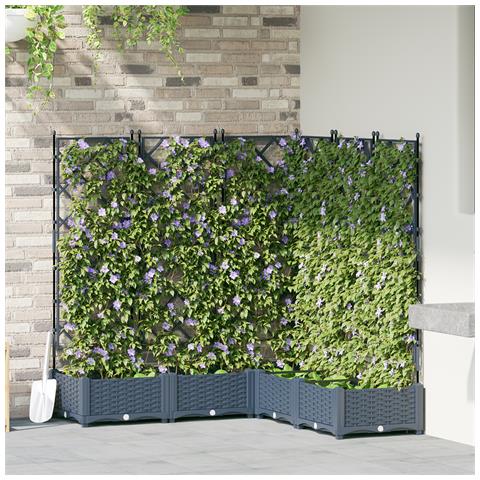 Vaso da Giardino con Trellis 5 pz Grigio 120x120x125.5 cm - Foto 2