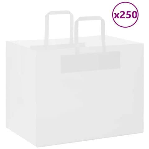 Sacchetti di Carta 250 pz con Manici Bianchi 32x22x24 cm - Foto 1