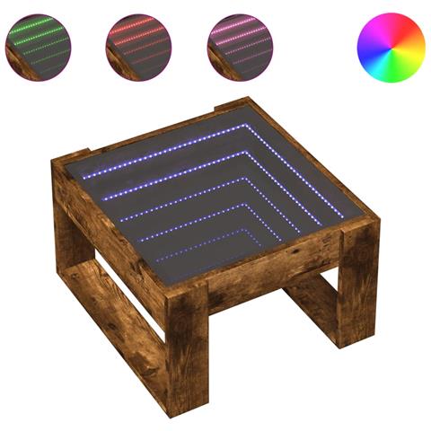 Tavolino da Salotto con LED Infinity Rovere Fumo 50x53x30 cm - Foto 1