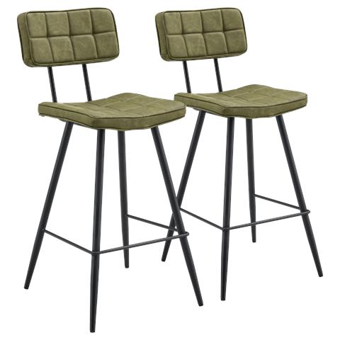 Set Di 2 Sgabelli Da Bar In Similpelle Verde Fernand - Foto 1