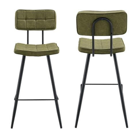 Set Di 2 Sgabelli Da Bar In Similpelle Verde Fernand - Foto 8