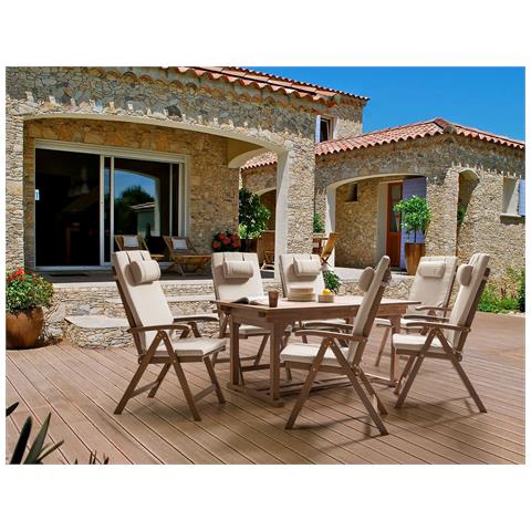 Set Da Pranzo Da Giardino 6 Posti Amantea Premium Legno D \'acacia Beige Chiaro - Foto 1