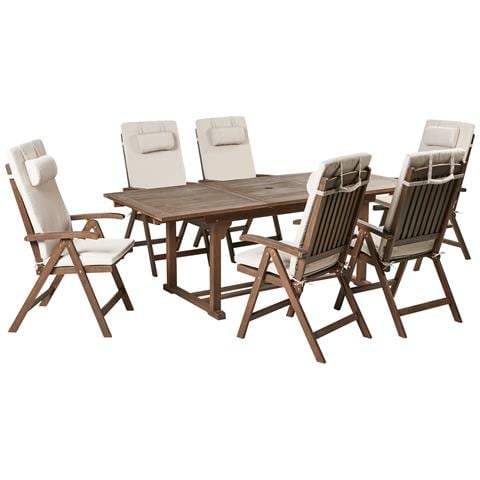 Set Da Pranzo Da Giardino 6 Posti Amantea Premium Legno D \'acacia Beige Chiaro - Foto 2