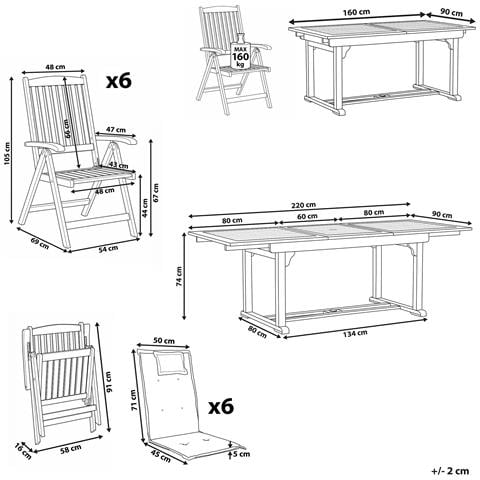Set Da Pranzo Da Giardino 6 Posti Amantea Premium Legno D \'acacia Beige Chiaro - Foto 8