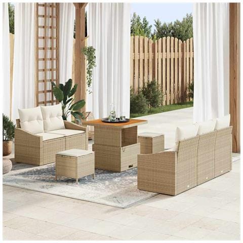 Set Divano da Giardino 8 pcs Beige e Crema 80 x 80 x 71 cm - Foto 2