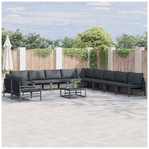 Set Divano da Giardino 12 pcs Antracite Acciaio - Foto 2