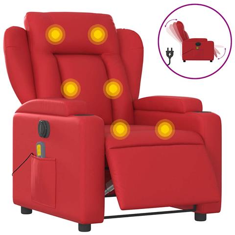 Poltrona Massaggio Elettrica Reclinabile Rosso Similpelle - Foto 1