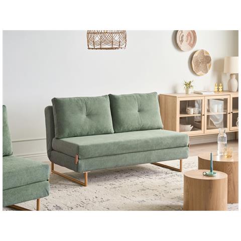 Divano Letto 3 Posti Jerslev Tessuto Verde Chiaro - Foto 1