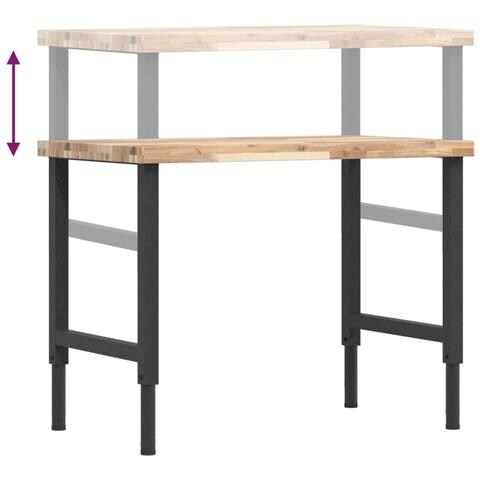 Banco Lavoro 100x60x(73-99,5) cm Legno di Acacia Rettangolare - Foto 9