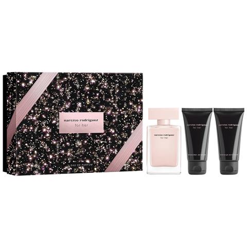 Set : For Her, Eau De Parfum, For Women, 50 Ml + For Her, Hydrating, Body Lotion, 50 Ml + For Her, Cleansing, Shower Gel, All Over The Body, For All Skin Types, 50 Ml - Foto 1
