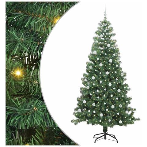 Albero di Natale con 300 LED con supporto Verde 240 cm PVC - Foto 1