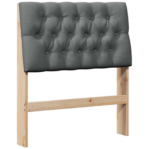 Testiera imbottita Grigio scuro 80 cm Pino massello - Foto 1