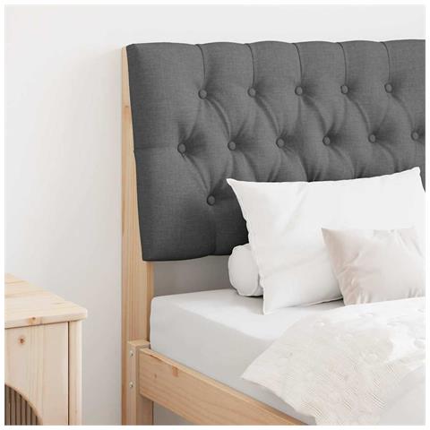 Testiera imbottita Grigio scuro 80 cm Pino massello - Foto 2