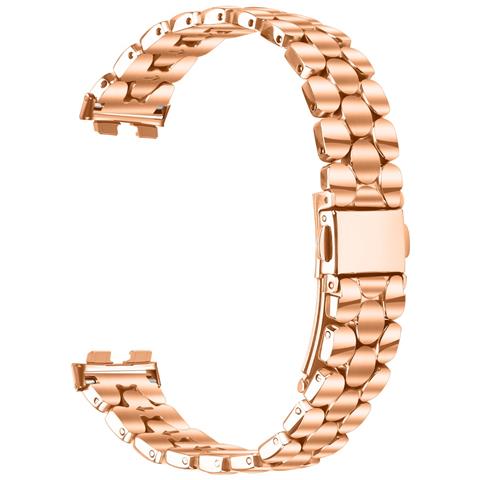 Elegante Bracciale In Acciaio Inossidabile Con Perle Compatibile Con Huawei Band 8/9/10 Pinkgold - Foto 1