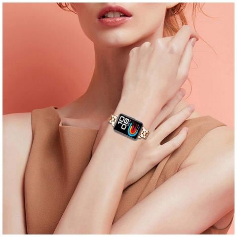 Elegante Bracciale In Acciaio Inossidabile Con Perle Compatibile Con Huawei Band 8/9/10 Pinkgold - Foto 5
