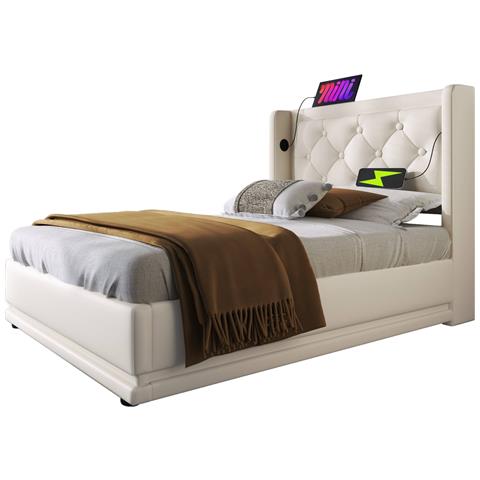 Letto Con Testiera Capitonné, Ricarica Usb E Illuminazione Led - Foto 1