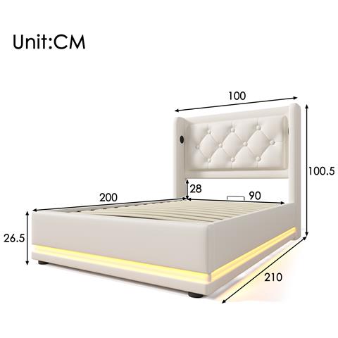 Letto Con Testiera Capitonné, Ricarica Usb E Illuminazione Led - Foto 3