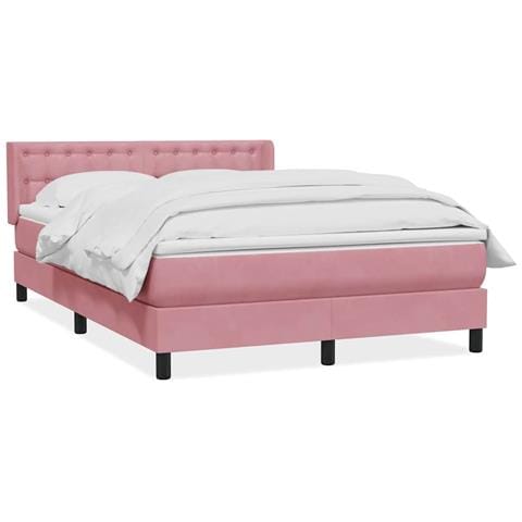 Giroletto a Molle con Materasso Rosa 160x220 cm in Velluto - Foto 1