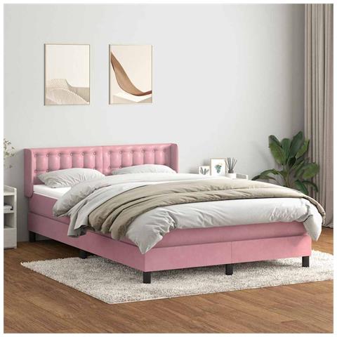 Giroletto a Molle con Materasso Rosa 160x220 cm in Velluto - Foto 2