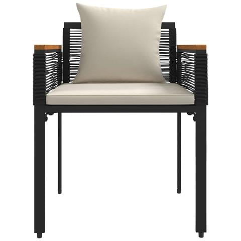 Set di Mobili da Esterno 4 pcs Nero e Bianco Crema Rattan in PE - Foto 9