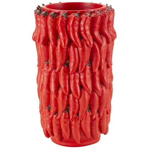 Vaso Chili Rosso In Resina A Grappolo Di Peperoncini 20x34 Cm - Foto 1