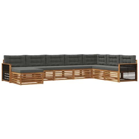 Set di divani da esterno con cuscino 8 pcs Naturale e Antracite - Foto 1