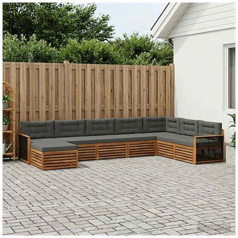 Set di divani da esterno con cuscino 8 pcs Naturale e Antracite - Foto 2