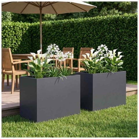 Vaso da giardino 2 pz Antracite 60 x 40 x 50 cm - Foto 2