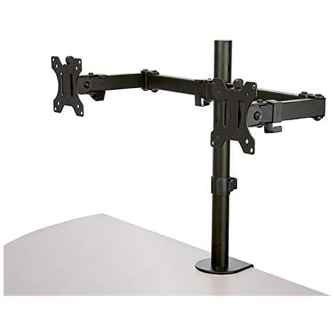 Staffa per due monitor con montaggio su scrivania Design a barre trasversali Articolabile Acciaio (ARMDUAL2) - Foto 1