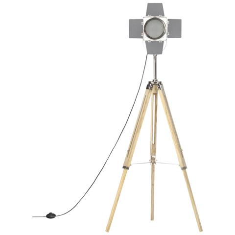 Lampada da Terra a Treppiede Legno Massello di Mango 140 cm - Foto 10